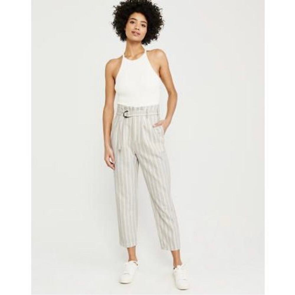 ABERCROMBIE | Striped Paperbag Waist Trousers | M‎